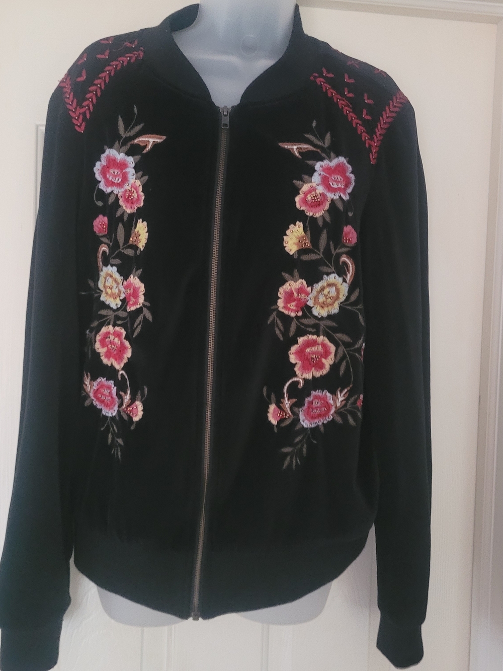 Torrid Velour Bomber Jacket w/Embroidery